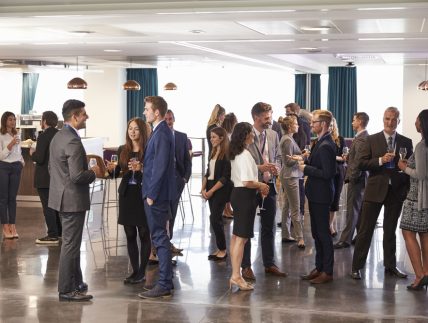 Delegates,Networking,At,Conference,Drinks,Reception