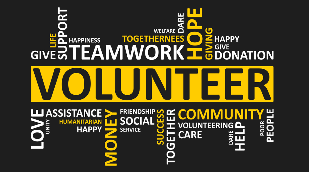 Volunteering,Concept.,Volunteer,Wordcloud,With,Words,Teamwork,,Charity,,Donation,On
