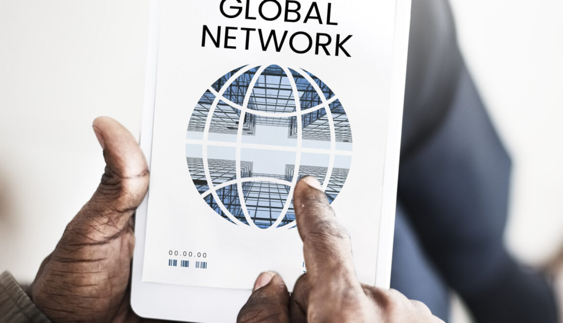 Graphic,Of,Global,Communication,Connection,Technology,On,Digital,Tablet