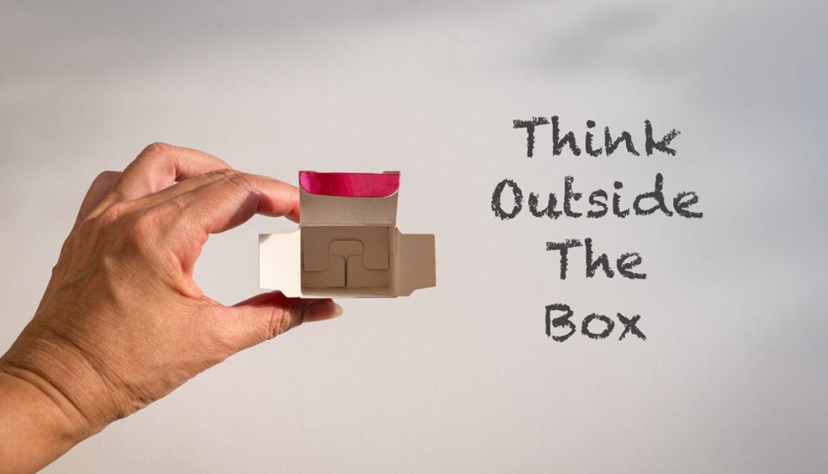 Word,,Think,Outside,The,Box,Next,To,Fingers,Holding,An