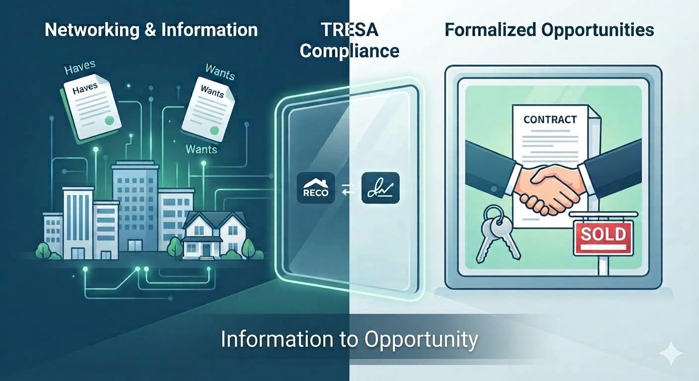 TRESA Compliance for Real Estate Networking: Haves, Wants, and “Just Talking.” ICIWorld helps you do it all, but check with your manager or broker of record for all compliance issues. Show them this page. Please consult with us if there is any issue.